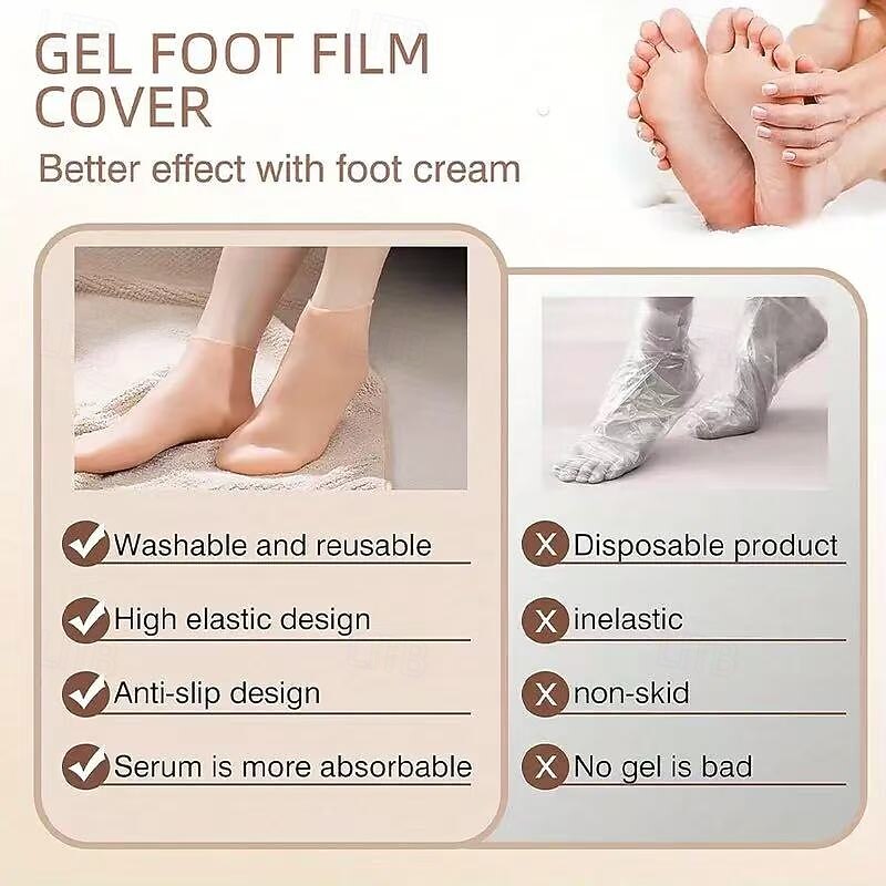 2 Pairs Moisturizing Gel Socks for Cracked Heels, Silicone Foot Care Socks for Dry Feet, Soothing Spa Socks for Heel Repair, Massage and Pedicure Tools, Great Gift Idea4