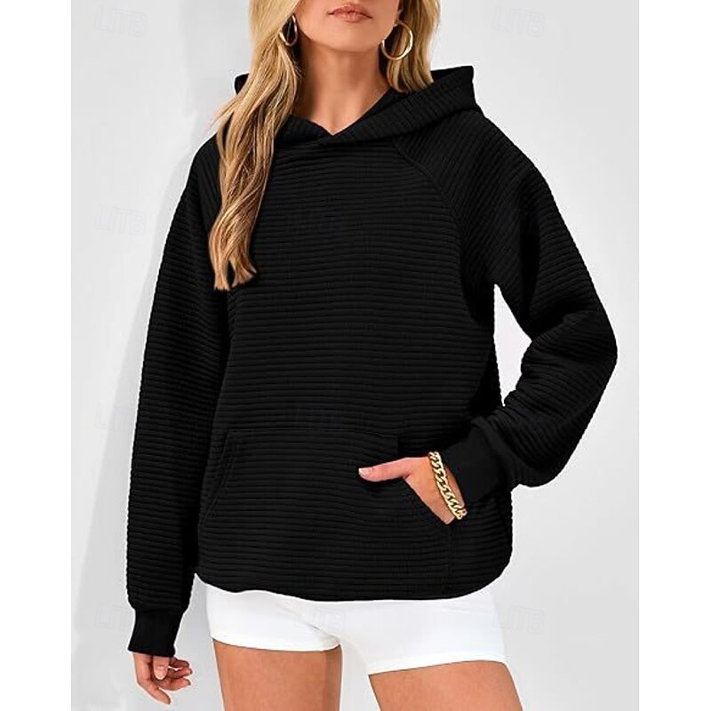 Women's Pullover Hoodie Sweatshirt Hoodies Plain Casual Long Sleeve Hooded Regular Tops Street Holiday Pocket Black Red Gray Fall Winter2