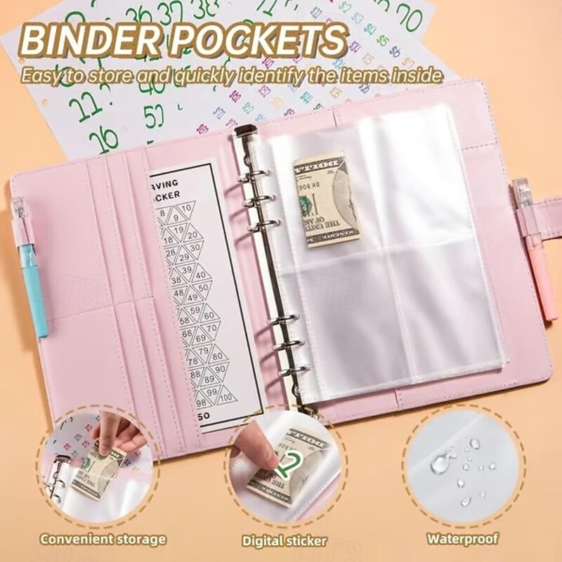 100 Envelope Savings Challenge Book A5 Budget Binder Cash Envelope Notebook 100 Day Money Saving Planner Refillable Organizer for Tracking Expenses Financial Goals and Budget Planning3