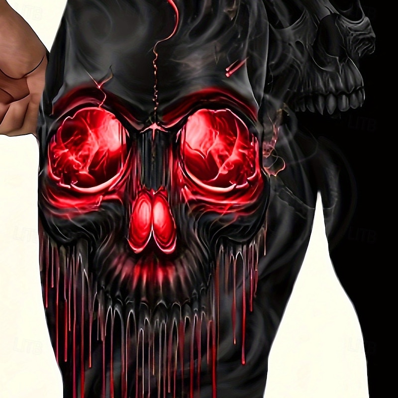 Men's Smoke Halloween Costumes Skulls Sweatpants Joggers Trousers Mid Waist Drawstring Elastic Waist Dark Gothic Style Jogging Streetwear Workout Athletic Sweatpants with Pockets Spring Fall 3D Print3