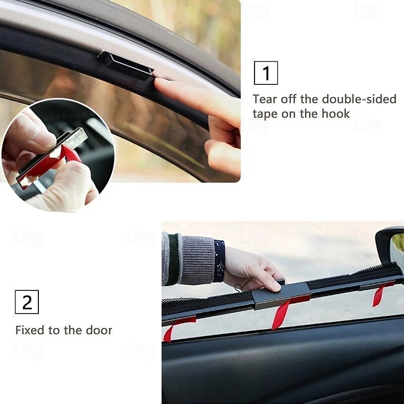 Car Window Sun Shade Curtain With 3M Adhesive Black Retractable Side Window Visor Foldable Auto Sunblock Shield UV Protection for Front Rear Glass4