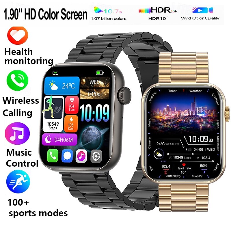 iMosi HW92 Smart Watch 1.9 inch Smartwatch Fitness Running Watch Bluetooth Pedometer Call Reminder Sleep Tracker Compatible with Android iOS Women Men Hands-Free Calls Waterproof Media Control IP 67