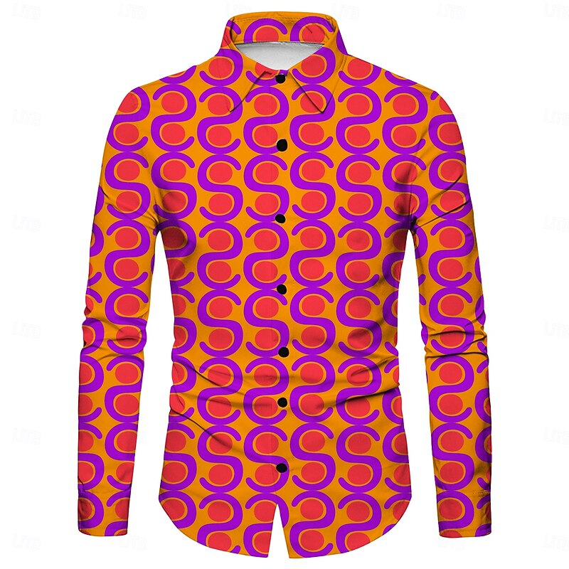 Retro Vintage 1970s Shirt Disco Geometic Psychedelic Fancy Dress Men's Halloween Carnival Music Festival Pride Parade Retro Theme Party Adults' Shirt3