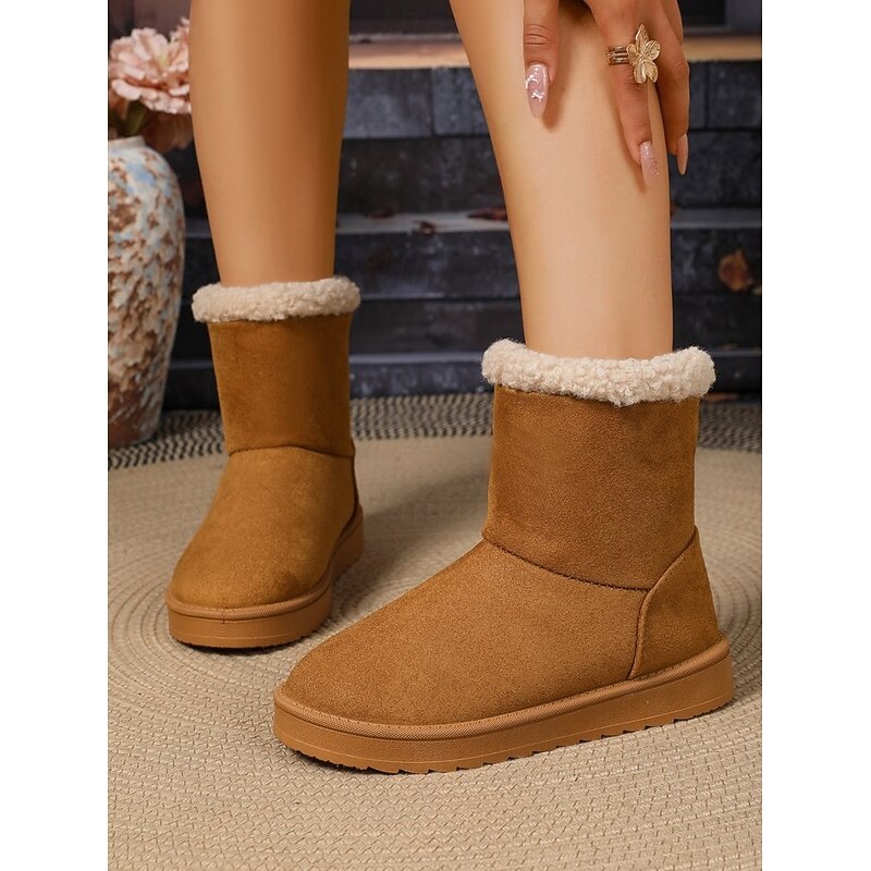 Women's Faux Suede Ankle Snow Boots – Warm Fur Lined Winter Booties with Fold-Over Cuff, Cozy and Non-Slip Outdoor Footwear3