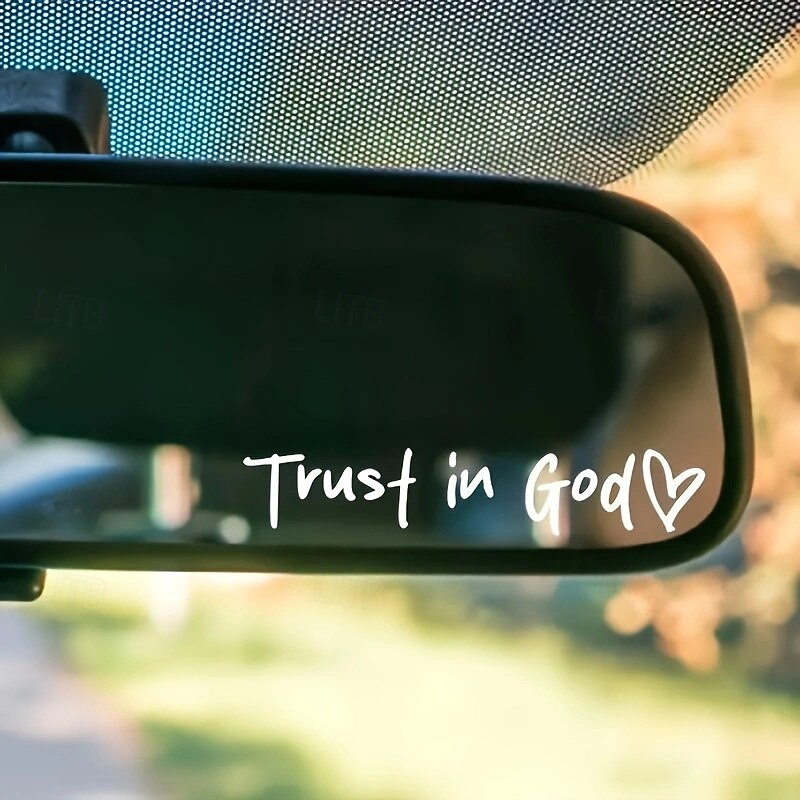 4pcs Trust in God Car Rearview Mirror Sticker, Car Rearview Mirror Decal, Inspirational Vinyl Sticker, Ideal Christian Gift, Jesus Faith Letter Decals for Car Interior