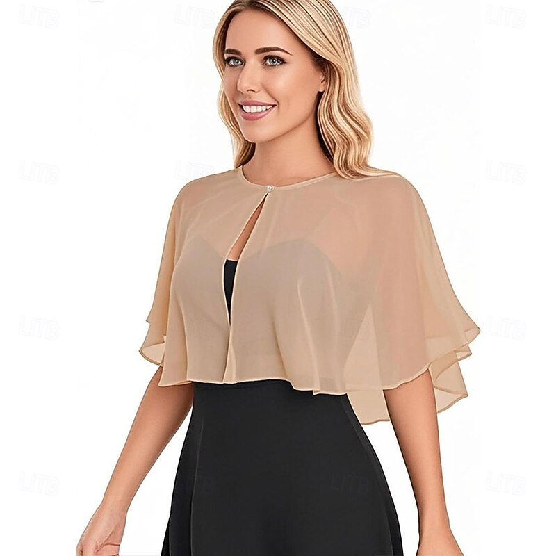 Solf Chiffon Shawl Wraps for Evening Dress Shoulder Wedding Cape Shrug Bolero Flapper Cover Up Formal Dressy3