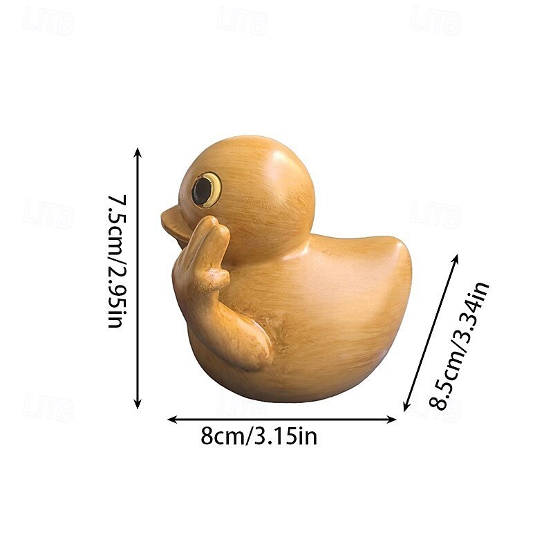 Wood Grain Peace Sign Duck Resin Figurine, Funny Desktop Decoration, Creative Home Decor Statue, Gift Ornament for Office or Shelf2