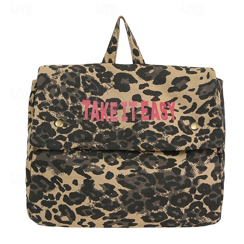 Leopard Print Corduroy Backpack for Girls – Y2K Aesthetic School Bag for Students, Daily Use & Back to School Season3