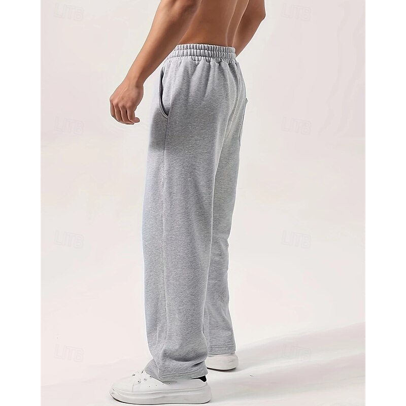 Men's Athletic Pants Sweatpants Trousers Straight Leg Sweatpants Pocket Elastic Waist Drawstring Plain Comfort Sports Outdoor Daily Fashion Casual Black Gray Micro-elastic4