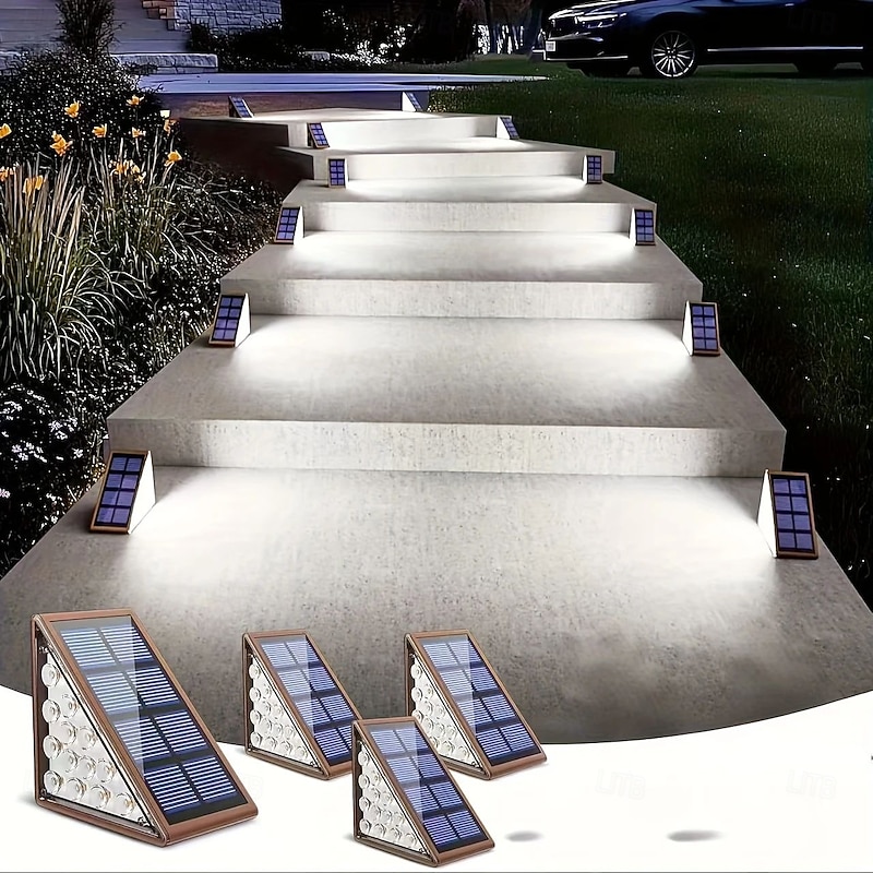 2/4 Pcs Outdoor Solar Step Lights 13LEDs Solar Stair Lights IP65 Waterproof Solar Garden Lights for Porch Steps Stairs Patio Front Door Walkway Deck Lighting Decoration for Halloween