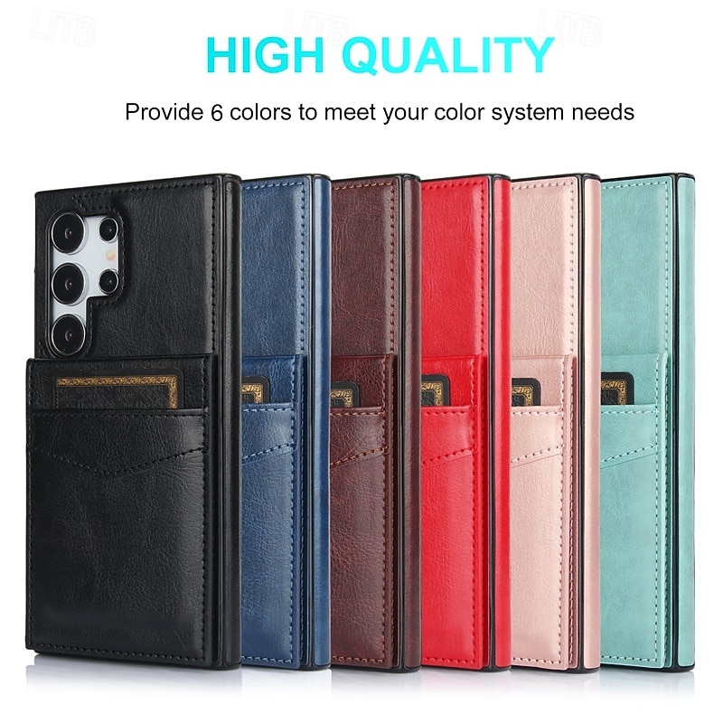 Phone Case For Samsung Galaxy S25 S25 Edge S24 S23 S22 Plus  Ultra S23 FE A55 5G A15 A14 A54 Wallet Case Kickstand Card Slot Shockproof Retro TPU PU Leather