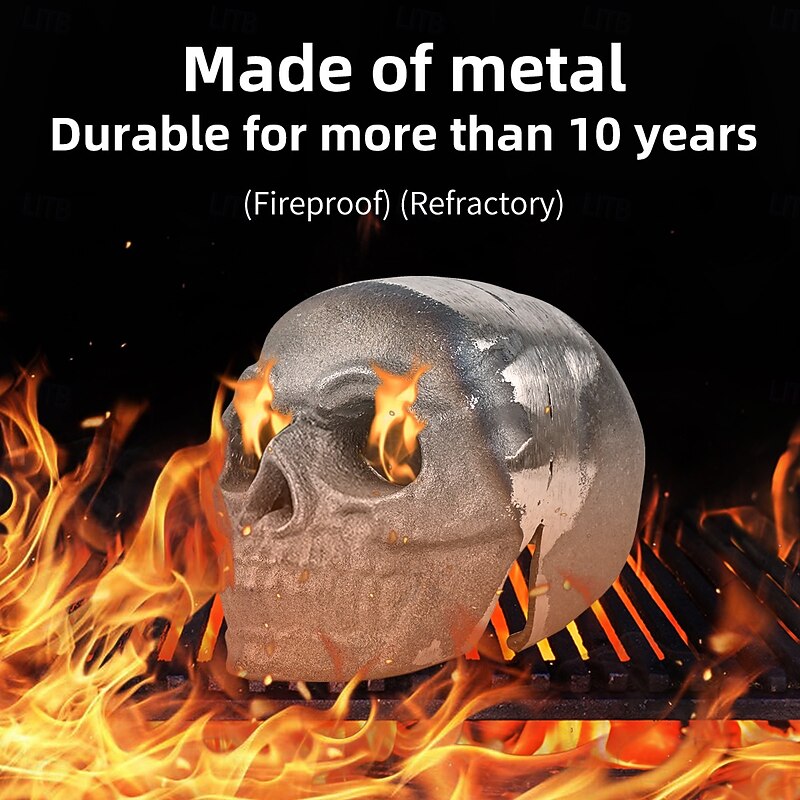 Halloween Imitated Human Skull Gas Log for Indoor or Outdoor Fireplaces Ceramic Fireproof Skull Shaped Charcoal for Fire Pit Refractory Fire Pit Skull Log Halloween Decor3