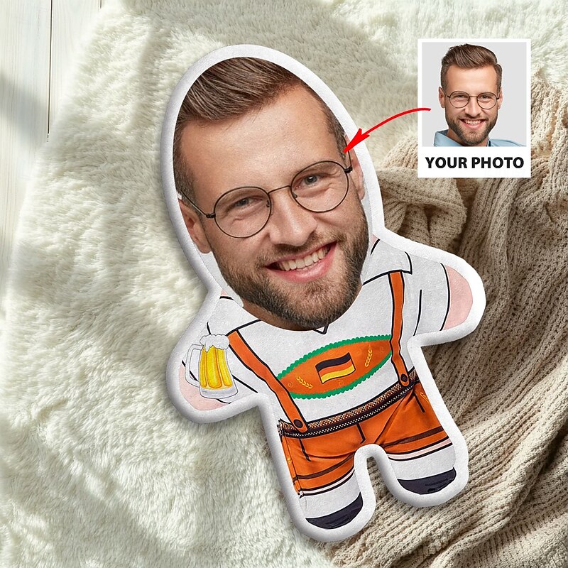 Oktoberfest Custom Face Pillow Personalized Photo Minime Throw Pillow Humanoid Cushion Funny Gag Anniversary Gift For Him & Her Mini Me Doll Toy2