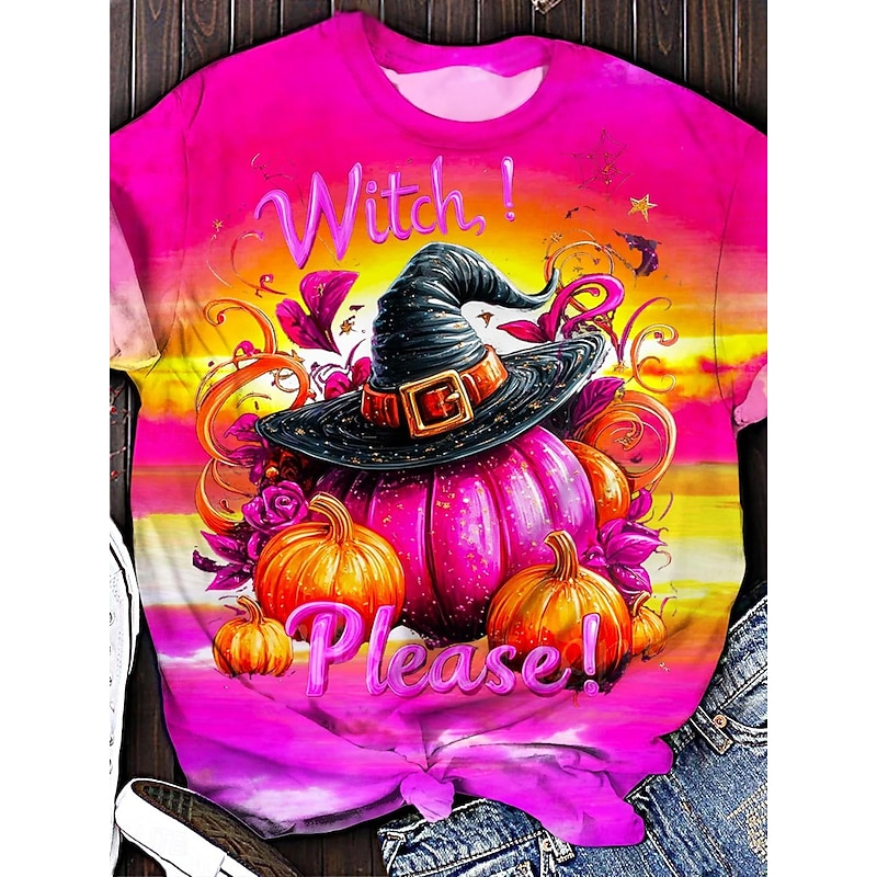 Halloween Women's T Shirt Graphic Animal Cow Vintage Stylish Classic Short Sleeve Crew Neck Round Neck Regular Tops Daily Print Black Purple Fuchsia Summer Spring Fall3