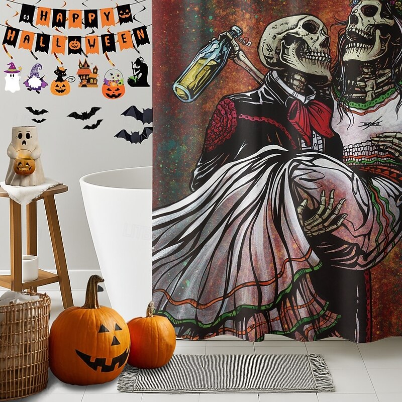 Bottoms Up by David Lozeau Halloween Shower Curtain with Hooks Polyester Washable Waterproof Pattern Bathroom Bathtub Decor3