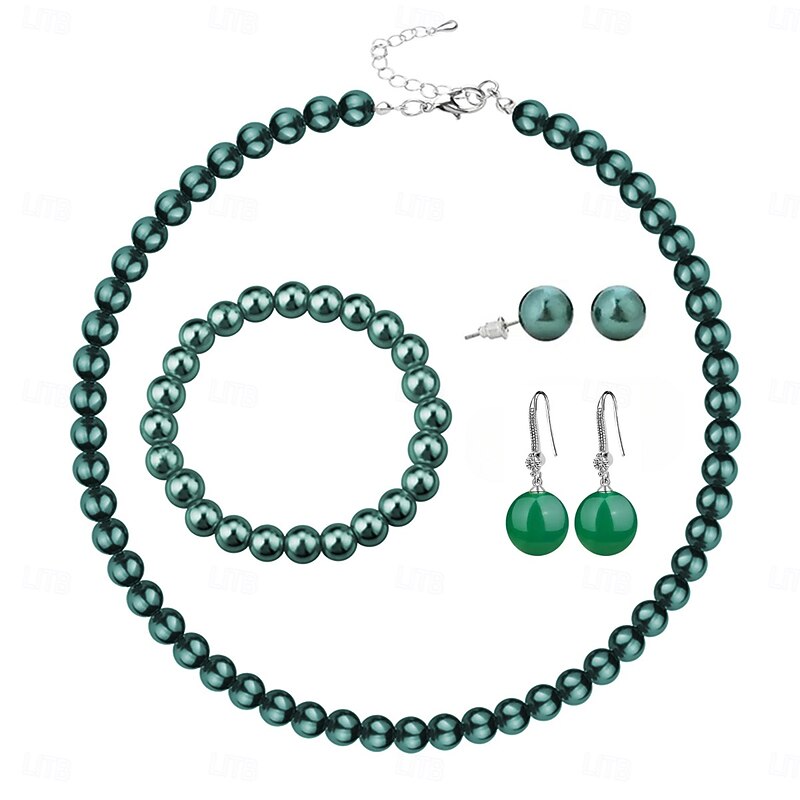 Bridal Jewelry Sets One-piece Suit Imitation Pearl 1 Bracelet Earrings Necklace Women's Stylish Luxury Cute Joy Jewelry Set For Party Evening Wear3