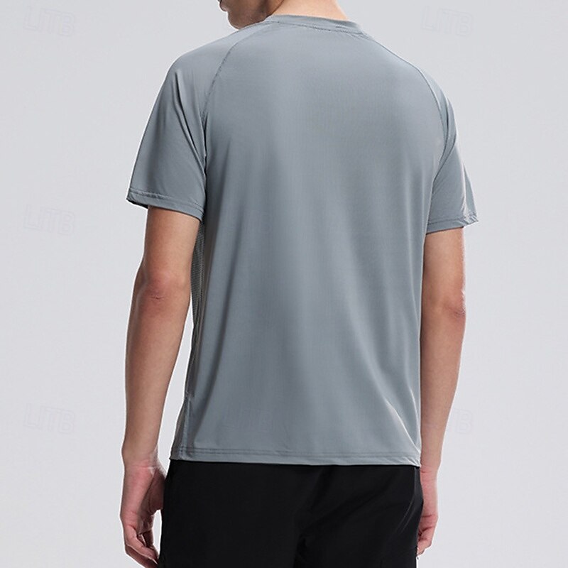 Men's Performance Shirt Sport Tee Shirt Short Sleeve Crew Neck Top Outdoor Quick Dry Sweat wicking anti-odor Breathable Polyester Dark Grey White Pink Tennis Golf Running2