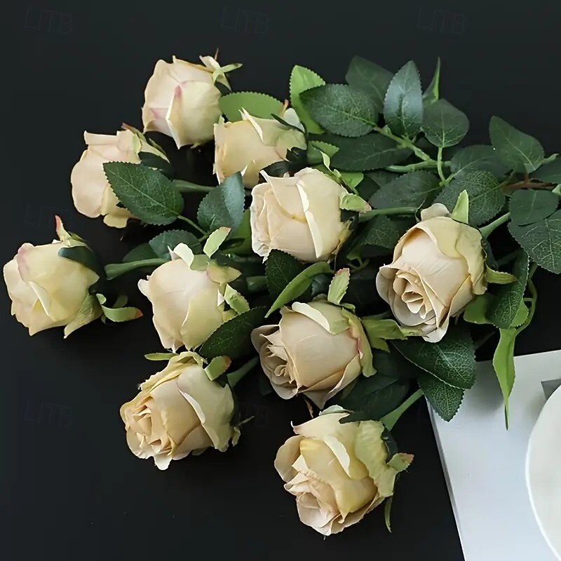 10-Pack Ombre Artificial Roses, Perfect for Weddings, Engagements, Home and Holiday Decor, Photo Props, Parties, Birthdays, Valentine's Day, Mother's Day Gifts, and Seasonal Dining Decorations3