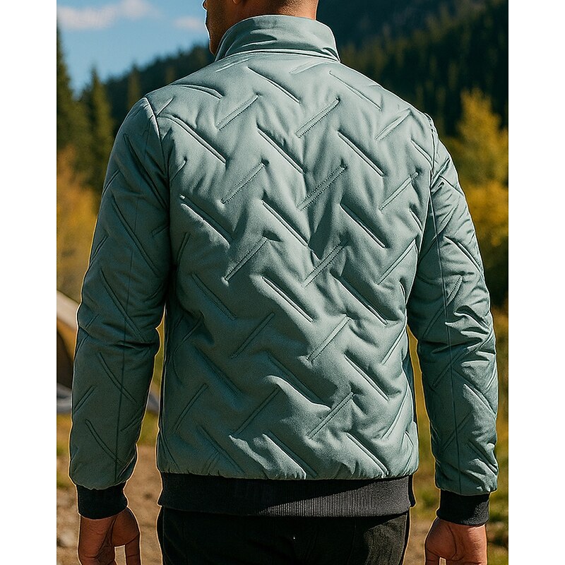 Men's Puffer Jacket Outdoor Thermal Warm Hiking Outfits Hiking Clothes Winter Autumn / Fall Top Camping / Hiking / Caving Running Solid Color Black Green Grey2