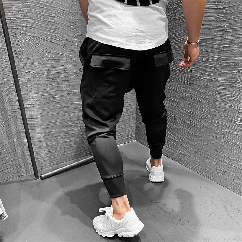 Men's Athletic Pants Sweatpants Joggers Trousers Pocket Elastic Waist Drawstring Plain Comfort Sports Outdoor Daily Fashion Casual Black Navy Blue Micro-elastic4