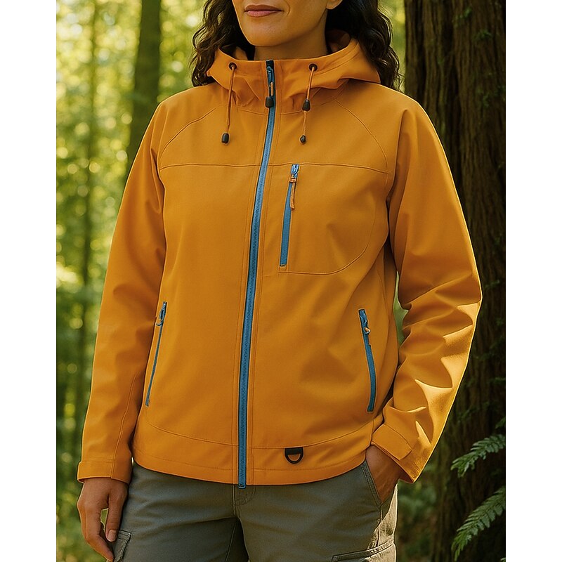 Women's Windbreaker Hiking Jacket rain coat Outdoor Waterproof Windproof Lightweight Hiking Outfits Hiking Clothes Spring Autumn / Fall Top Camping / Hiking / Caving Running Yellow3