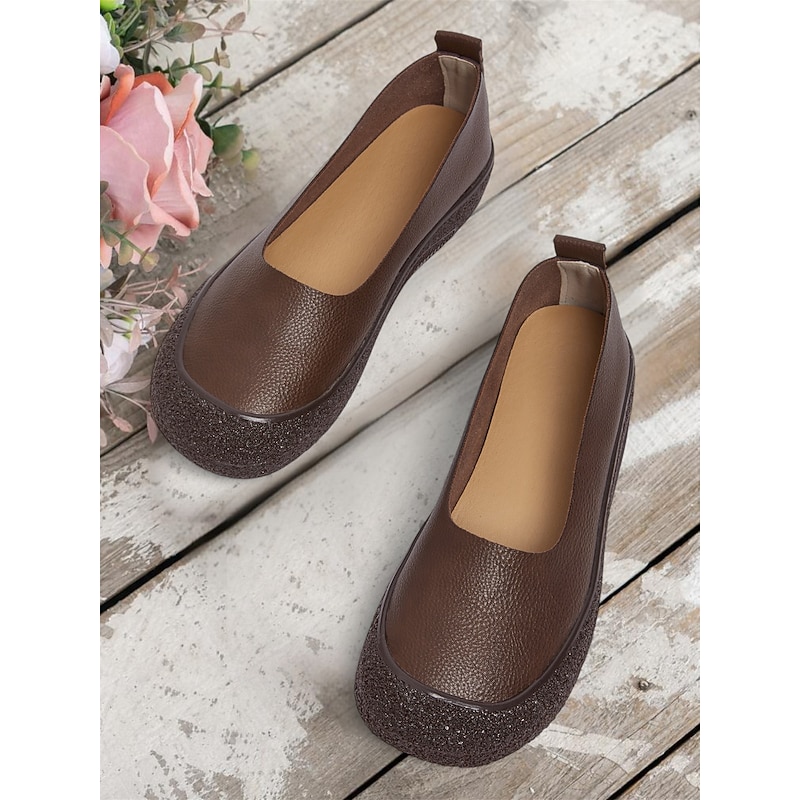 Women's Coffee Wide Toe Comfort Flats – Soft Slip-On Shoes with Anti-Slip Sole for All-Day Walking, Travel and Casual Daily Wear4