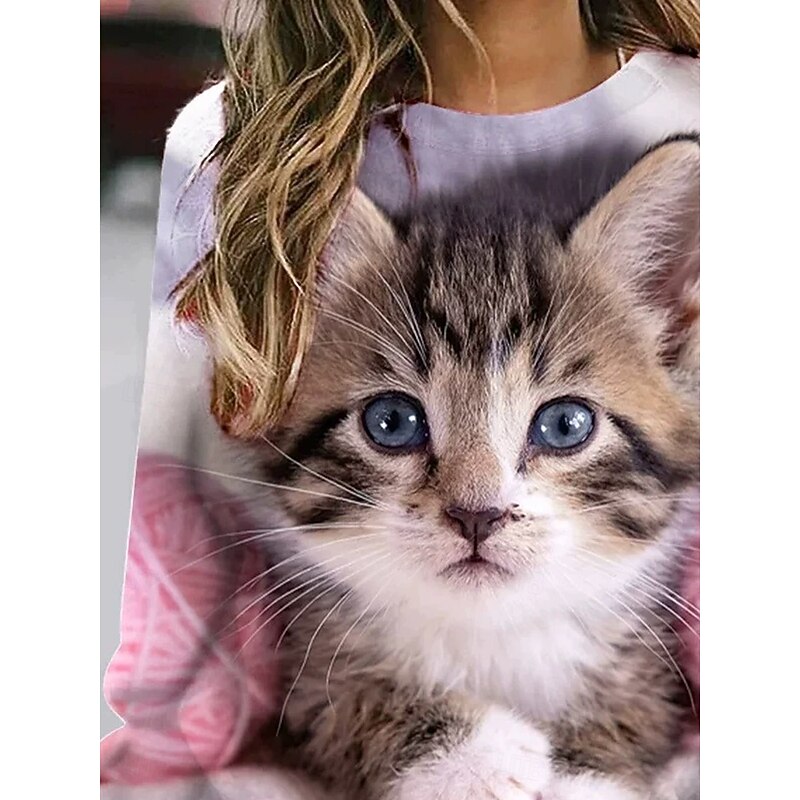 Women's Pullover Sweatshirt Hoodies Graphic Animal Fashion Casual Long Sleeve Crew Neck Regular Tops Street Dailywear Casual Print Black Pink Spring Fall Winter2