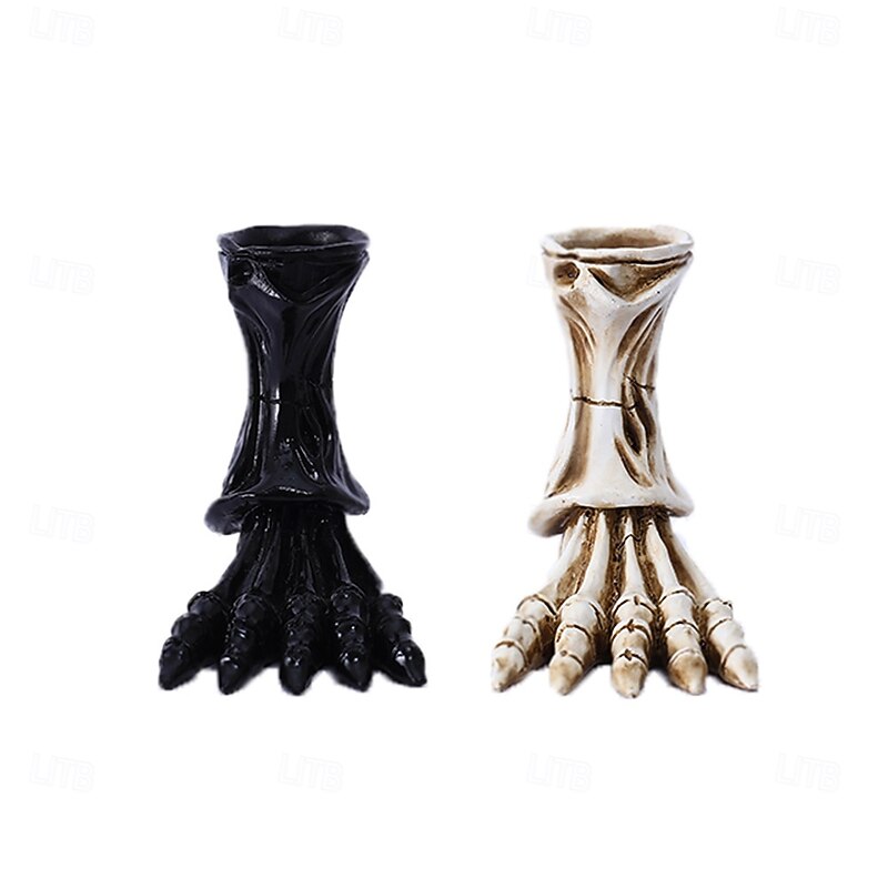 Halloween Statue Realistic Skeleton Foot Candle Holder Home Decor Gothic Resin Candle Base Unique Bar Restaurant Stylish Candle Stand Spooky Tabletop Ornament2