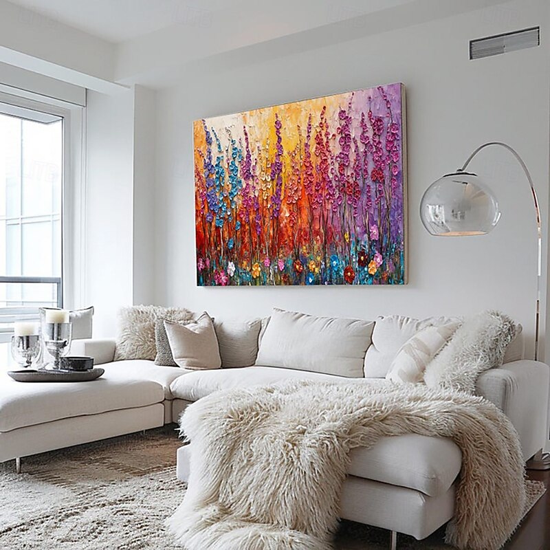 Handmade Oil Painting Canvas Wall Art Decoration Modern Abstract Thick Oil Flowers for Living Room Home Decor Stretched Frame Hanging Painting/Rolled Frameless Unstretched Painting4