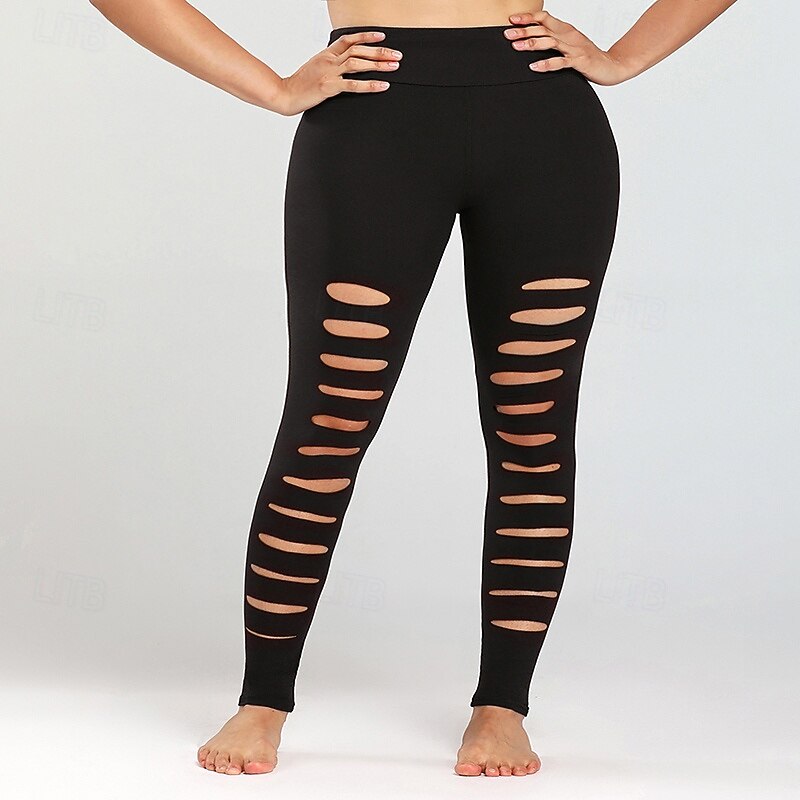 Women's Capri Leggings Yoga Leggings Tummy Control High Waist Gym Volleyball Workout Bottoms Solid Color Black Sports Activewear2