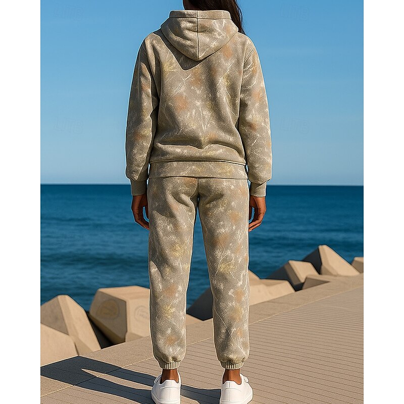 Women's Tracksuit Sweatpants Pullover Sweatshirt Pocket Hooded Camouflage Clothing Suit Fall Khaki Hiking Workout Athletic Windproof Lightweight Moisture Wicking Long Sleeve Sport Activewear2