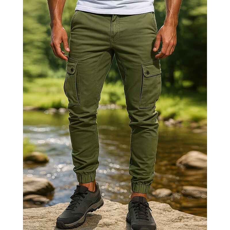 Men's Cargo Pants Hiking Pants Trousers Outdoor Regular Fit Waterproof Windproof Bottoms Pocket Black Army Green Cotton Camping / Hiking Running S M L XL XXL