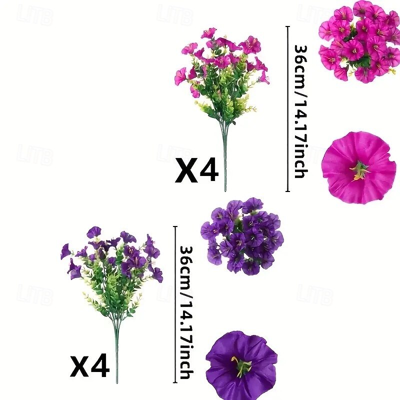 8 bundles of vibrant artificial flowers - UV resistant and non fading artificial flower arrangement colorful artificial flowers suitable for indoor and outdoor decoration perfect for home gardens p2