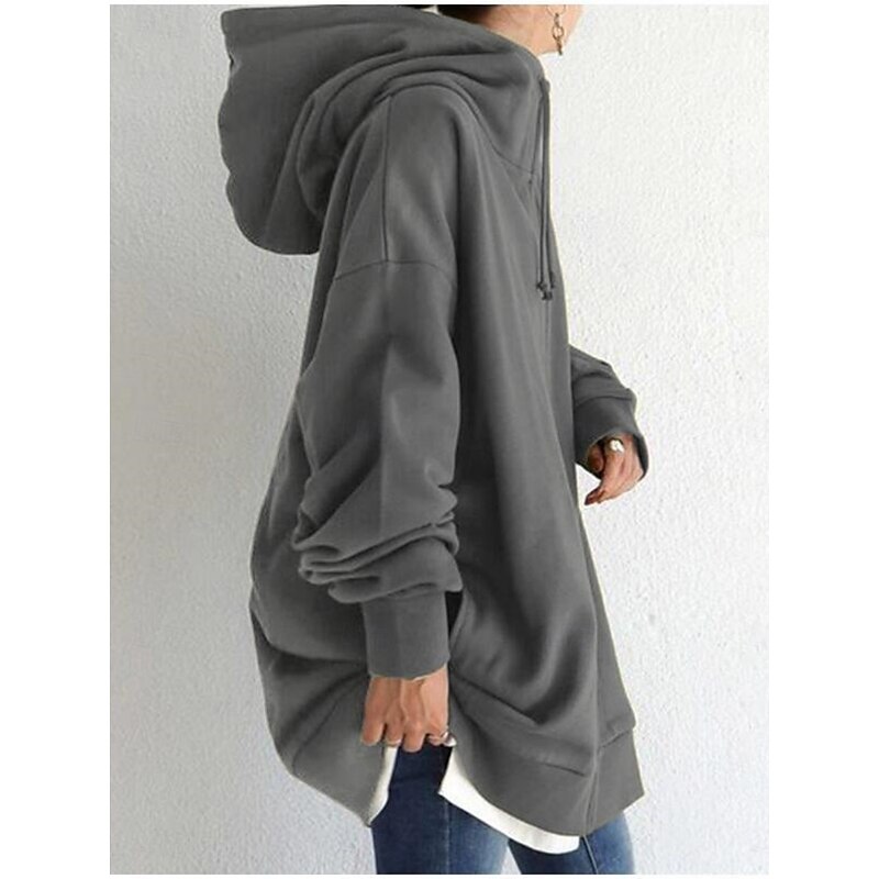 Women's Casual Jacket Hoodie Jacket Comfortable Breathable Zipper Pocket Casual Plain Street Casual Daily Wear Zipper Long Hooded Regular Fit Long Sleeve Outerwear Black Red Khaki Spring Fall3