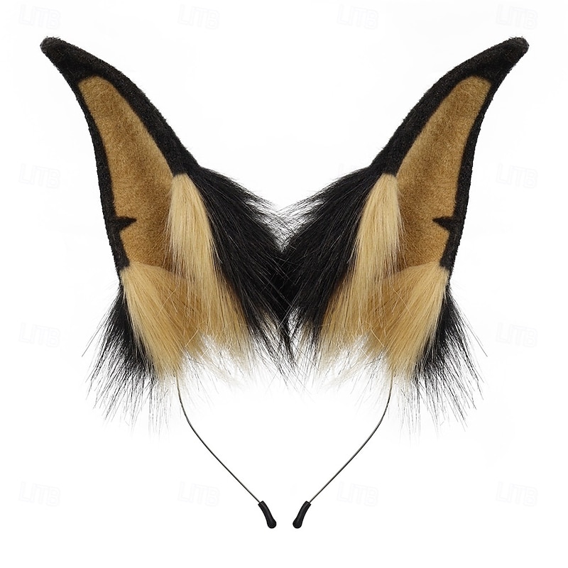 Furry Animal Ears Headband with Doberman Dog Ears – Cute Cosplay Headband for Party, Convention, and Role Play Accessories