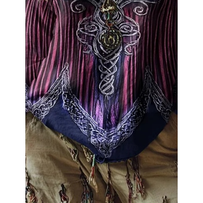 Women's Blouse Graphic Vintage Daily Casual  Long Sleeve V Neck Regular Tops Tribal Tree Of Life Vintage Designer Basic Print Vacation Street Going out Daily Holiday Print Purple Summer Spring Fall3