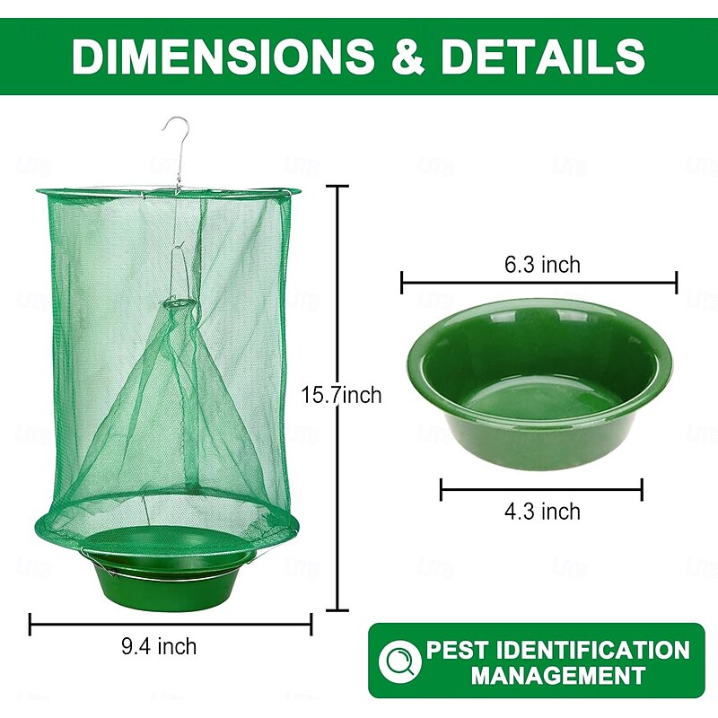4 Pack Ranch Fly Traps Outdoor, Fly Traps Fly Catcher Hanging Cage for Indoor or Outdoor Farms, Park, Stable, Garden, Restaurants3