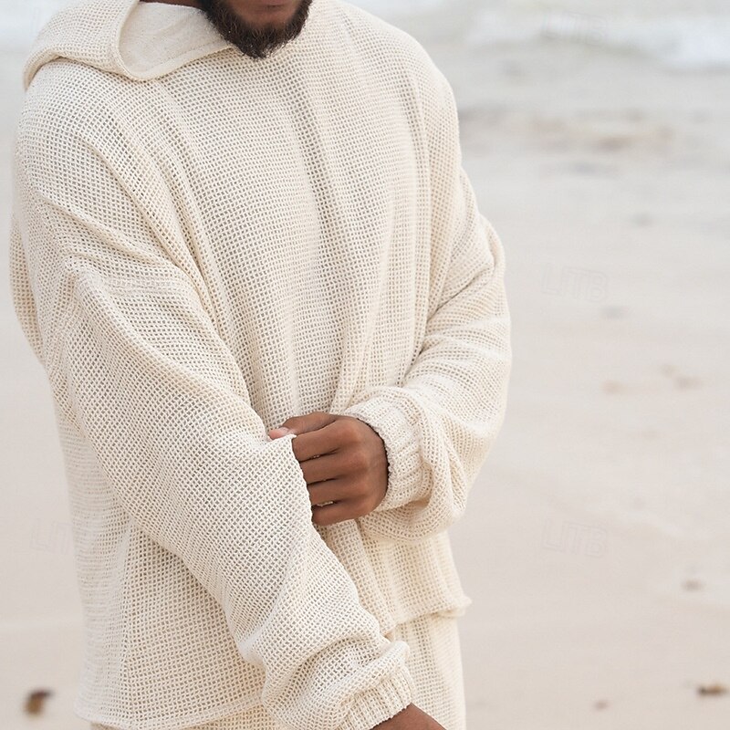 Men's Hoodie Tracksuit Sweatsuit Red Beige Hooded Plain 2 Piece Sports & Outdoor Daily Holiday Streetwear Basic Casual Spring Fall Clothing Apparel Hoodies Sweatshirts2