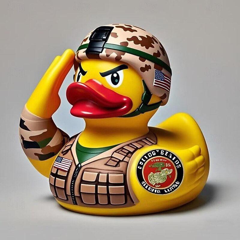 Veteran Tribute Duck Resin Duck Statue Figurine, Soldier Military Duck Decor for Shelf or Desk, Patriotic Army Duck Ornament Gift for Veterans or Collectors2