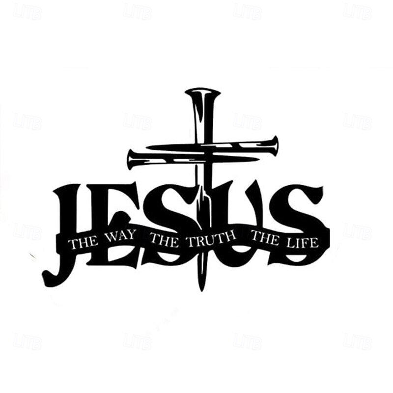 Jesus & Cross Design Wall Art Black Metal Silhouette Hollow Cutout Iron Artwork Religious Home Wall Decoration Christian Hanging Craft Ornament for Living Room Bedroom3