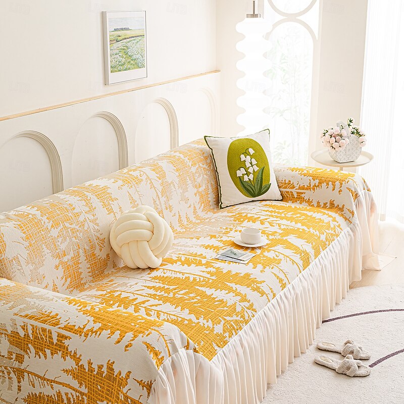 Lightweight Luxurious Sofa Cover Couch Cover Branch Shade Sofa Towel Sofa Blanket/Sofa Cover Anti Cat Scratch Sofa Towel Sofa Protective Cover/Suitable For 1-4 Cushion Sofas And L-Shaped Sofas Easy To Install