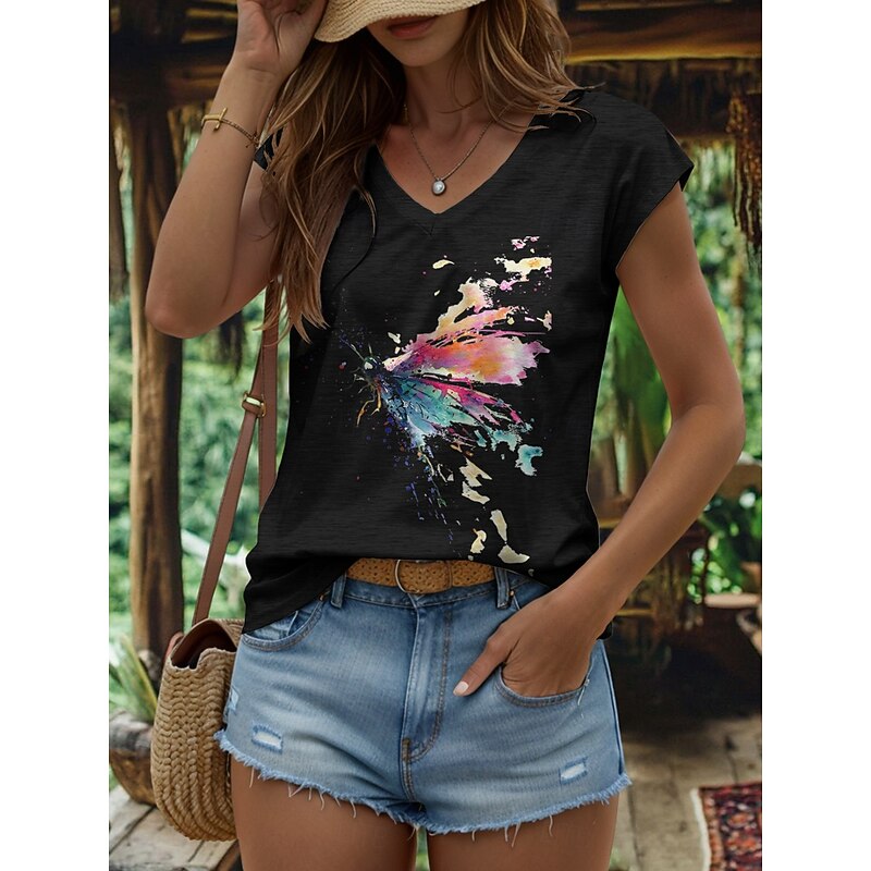 Women's Graphic Animal Butterfly Camisole Tank Top Vintage Tropical Stylish Sleeveless Short Sleeve V Neck Regular Tops Daily Print Black White Yellow Pink Blue Summer Spring4