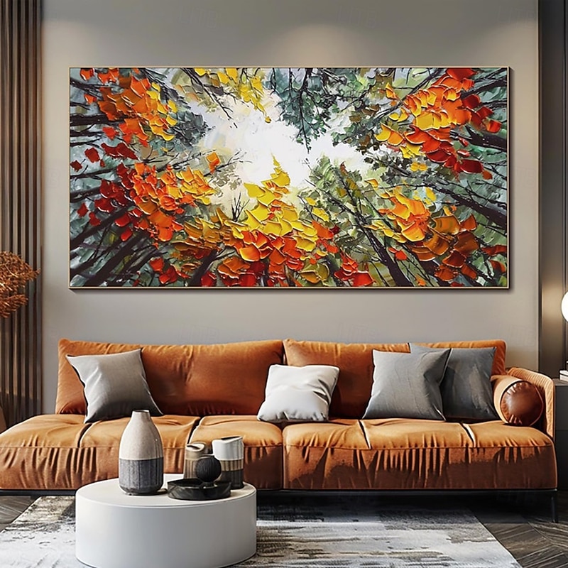 Handmade Oil Painting Canvas Wall Art Decoration Modern Abstract Thick Knife   Towering Tree for Living Room Home Decor Stretched Frame Hanging Painting/Rolled Canvas (No Frame)3