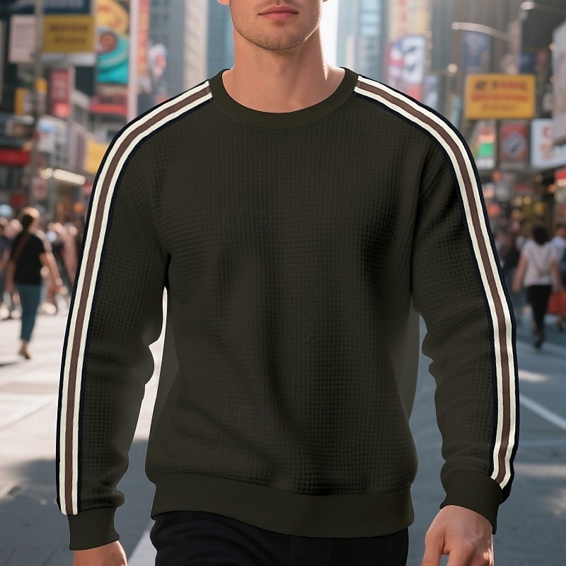 Men's Sweatshirt Black Wine Army Green Navy Blue Khaki Crew Neck Plain Patchwork Sports & Outdoor Casual Daily Streetwear Cool Designer Spring &  Fall Clothing Apparel Hoodies Sweatshirts4