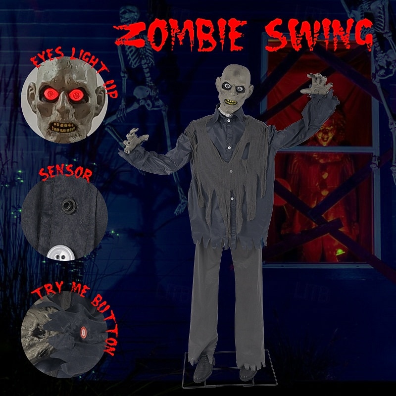 New Halloween Large Zombie Swing Ghost Induction Electric Lighting Sound Sound Control Adjustable2