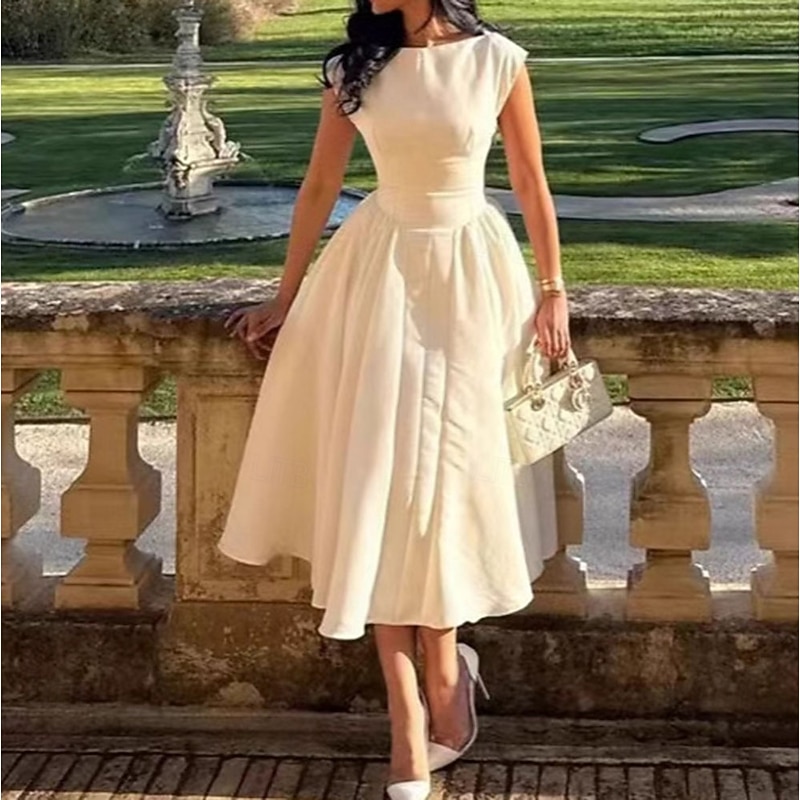 Retro Vintage 1950s Rockabilly Midi A Line Dress Flare Dress A-Line Fancy Dress Women's Vacation Homecoming Party & Evening Adults' Dress Spring & Summer