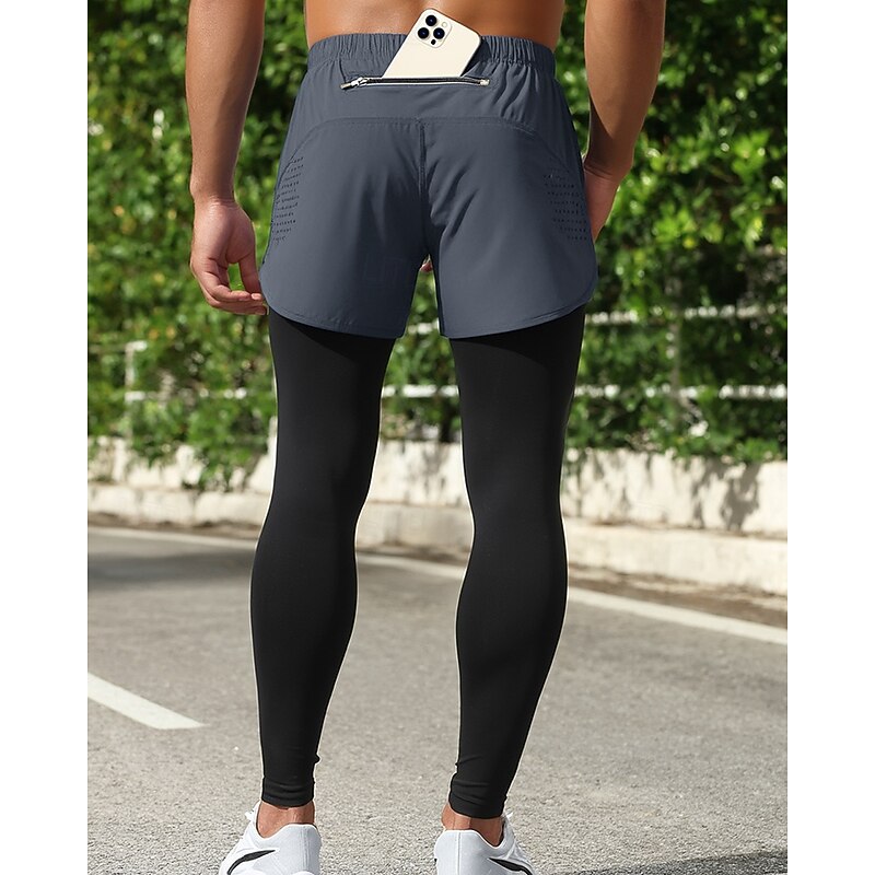 Men's Running Shorts shorts with tights Pocket Bottoms Athleisure Gym Workout Quick Dry Lightweight Breathable Running Yoga Regular Fit Sportswear Activewear Solid Colored Black Blue Grey4