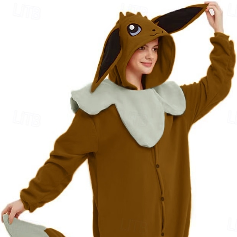 Kid's Adults' Animal Group Costume Onesie Costume Carnival Costume Cartoon Eevee Onesie Pajamas Kigurumi Pajamas Charm Funny Costume For Men and Women Boys and Girls Carnival Cartoon2