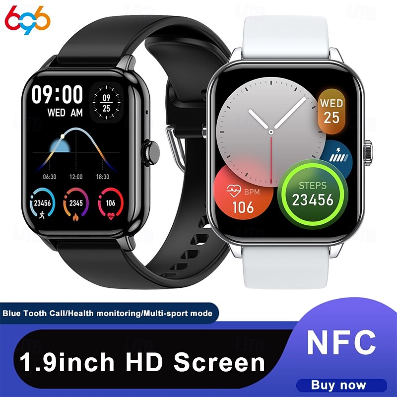CY13 Smart Watch 1.9 inch Smartwatch Fitness Running Watch Bluetooth Timer Call Reminder Heart Rate Monitor Sedentary Reminder Find My Device Compatible with Android iOS IP68 Women Heart Rate Monitor
