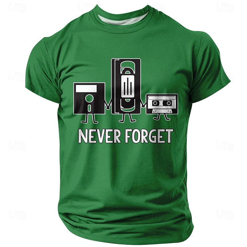 Men's Retro Tech Never Forget Floppy VHS Cassette Graphic T-Shirt3